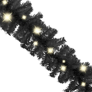 Christmas Garland with LED Lights 65.6 ft Black