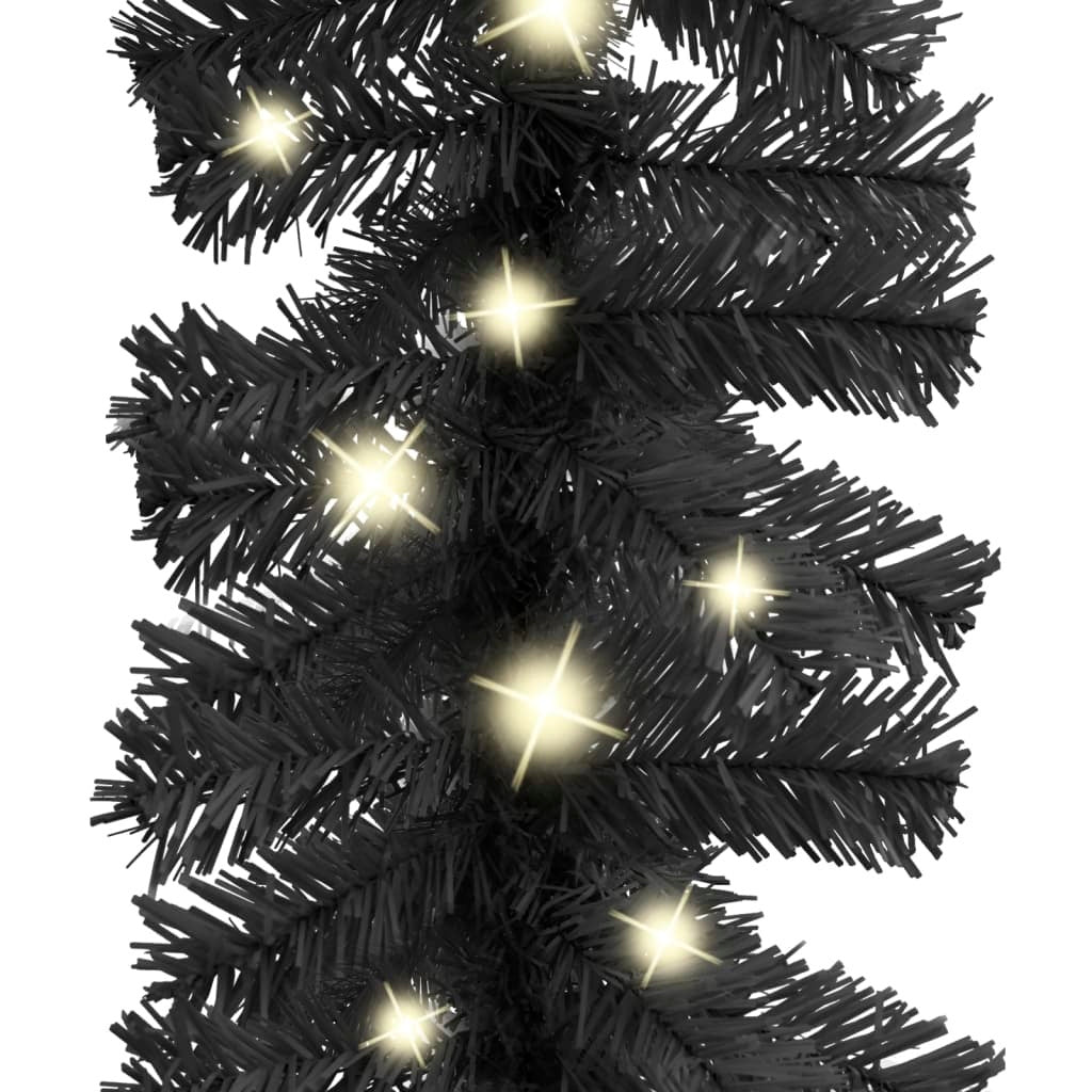 Christmas Garland with LED Lights 65.6 ft Black