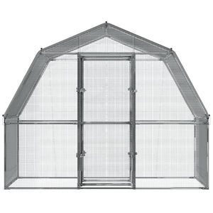 Chicken Cage with Roof and Door Silver Galvanized Steel