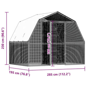 Chicken Cage with Roof and Door Silver Galvanized Steel