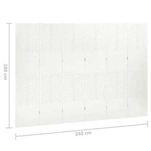6-Panel Room Divider White 94.5"x70.9" Steel