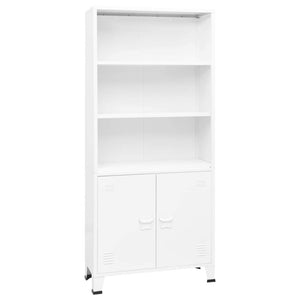 Industrial Bookshelf White 31.5"x12.6"x70.9" Steel