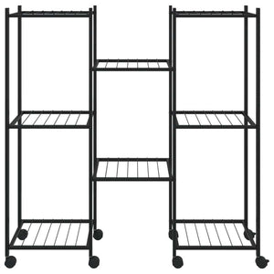 Flower Stand with Wheels 32.7"x9.8"x32.9" Black Iron