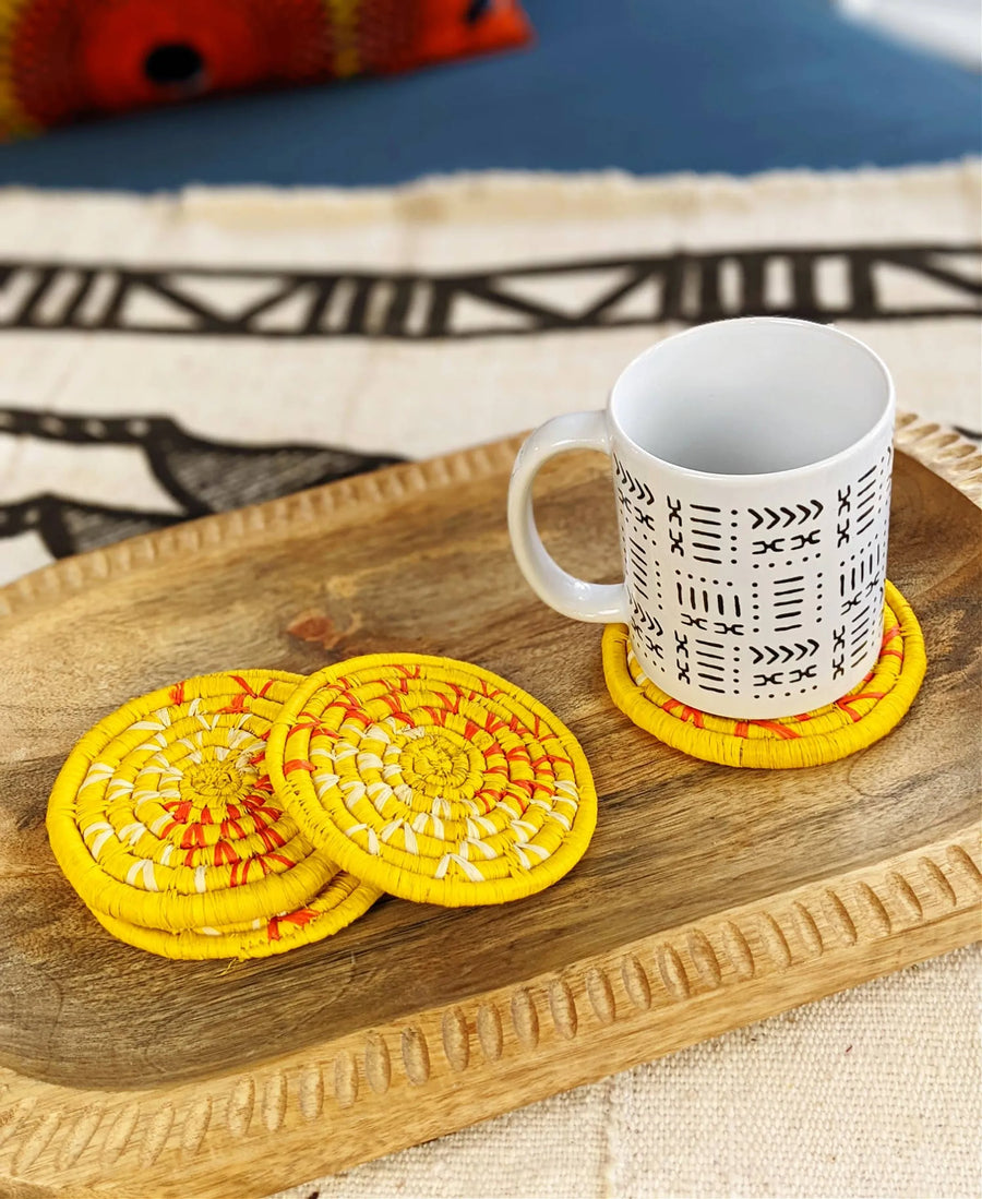 Raffia Drink Coasters Set of 4 AfricanTable Decor