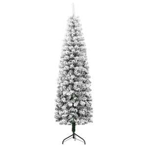 Slim Artificial Half Christmas Tree with Flocked Snow 6 ft