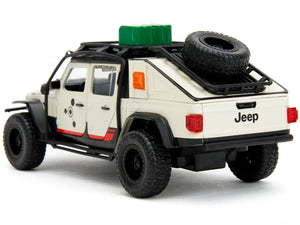 Jeep Gladiator Pickup Truck with Equipment Shell Beige with Graphics "Biosyn Genetics" "Jurassic World Dominion" (2022) Movie "Hollywood Rides" Series 1/32 Diecast Model Car by Jada