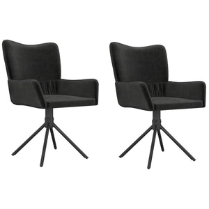 Swivel Dining Chairs 2 pcs Black Velvet