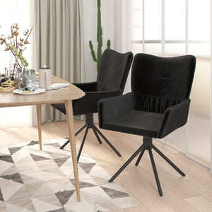 Swivel Dining Chairs 2 pcs Black Velvet