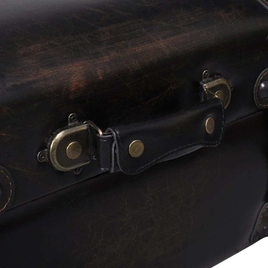 Storage Bench 43.7" Dark Brown Solid Wood Pine&Faux Leather