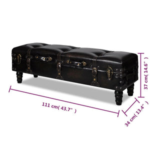 Storage Bench 43.7" Dark Brown Solid Wood Pine&Faux Leather