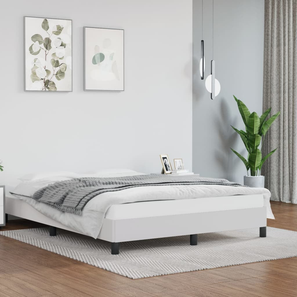Bed Frame without Mattress White 53.9"x74.8" Full Faux Leather