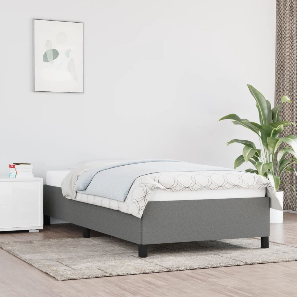 Bed Frame without Mattress Dark Gray 39.4"x74.8" Twin Fabric