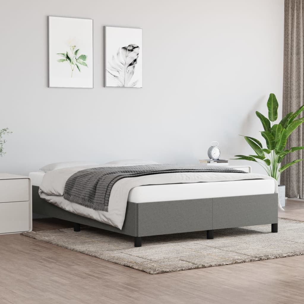 Bed Frame without Mattress Dark Gray 59.8"x79.9" Queen Fabric