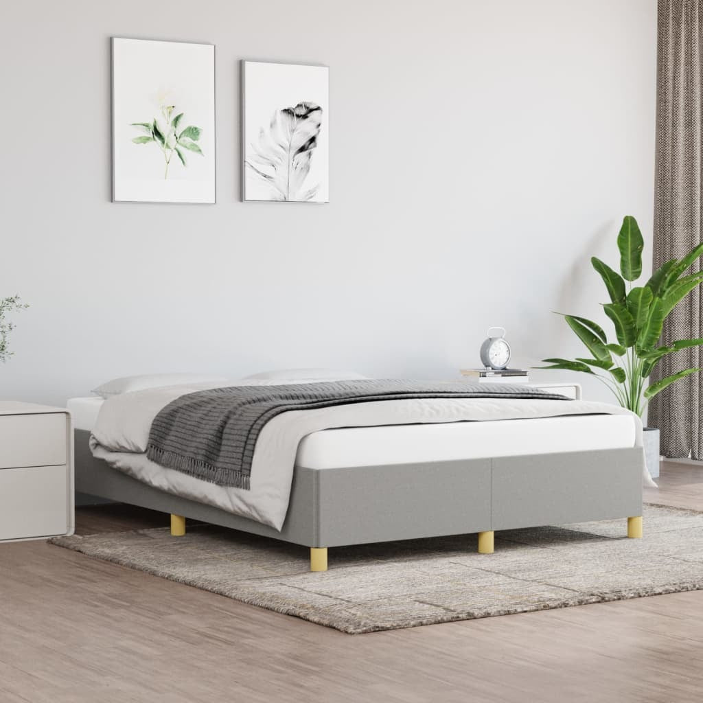 Bed Frame without Mattress Light Gray 53.9"x74.8" Full Fabric