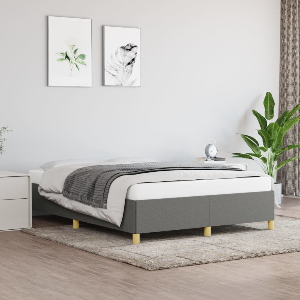 Bed Frame without Mattress Dark Gray 53.9"x74.8" Full Fabric