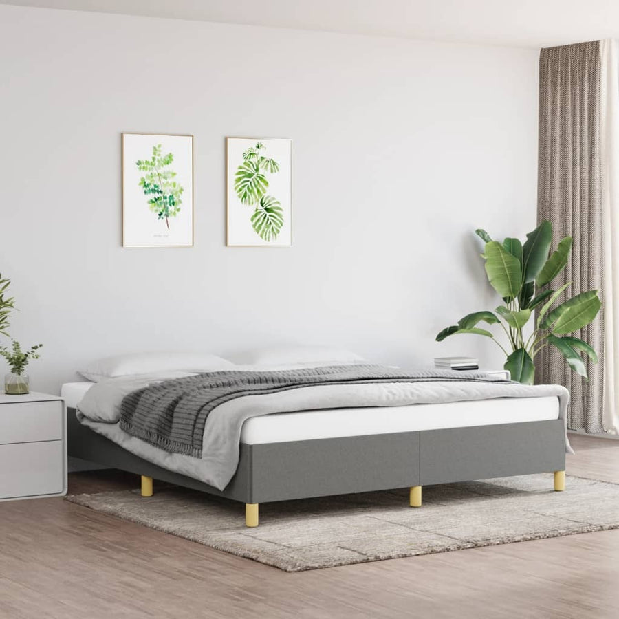 Bed Frame without Mattress Dark Gray 76"x79.9" King Fabric