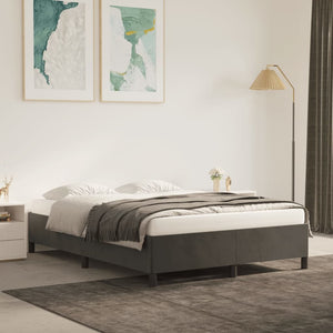 Bed Frame without Mattress Dark Gray 53.9"x74.8" Velvet