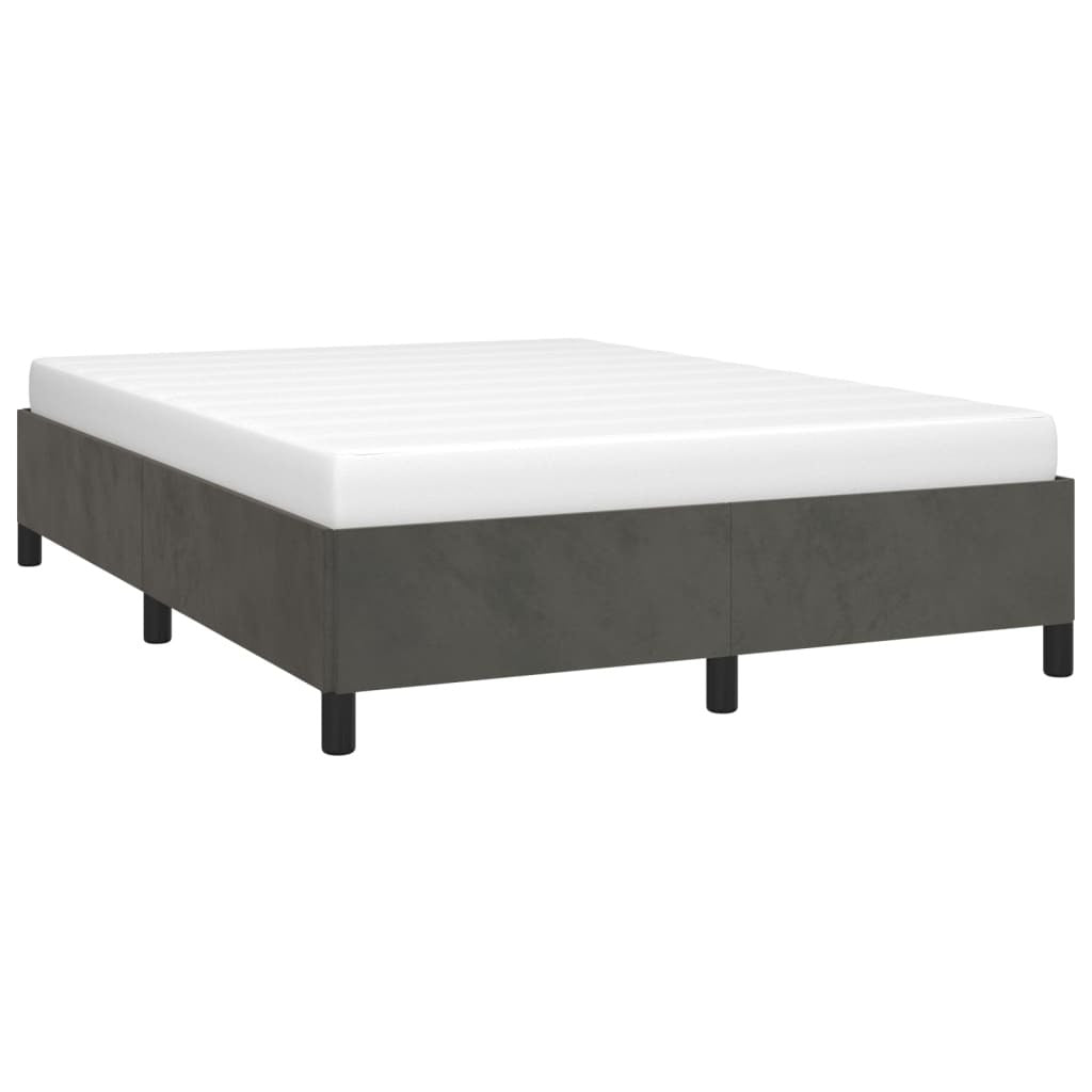 Bed Frame without Mattress Dark Gray 53.9"x74.8" Velvet