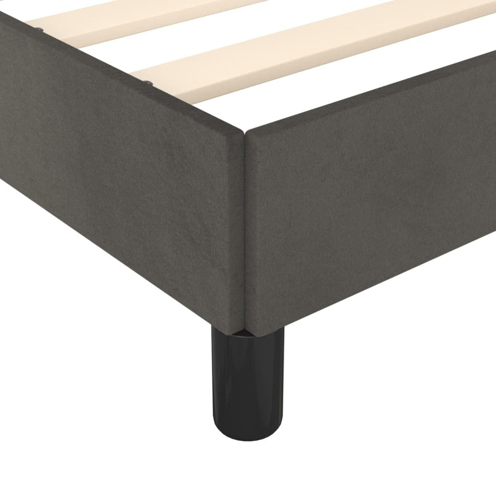 Bed Frame without Mattress Dark Gray 53.9"x74.8" Velvet