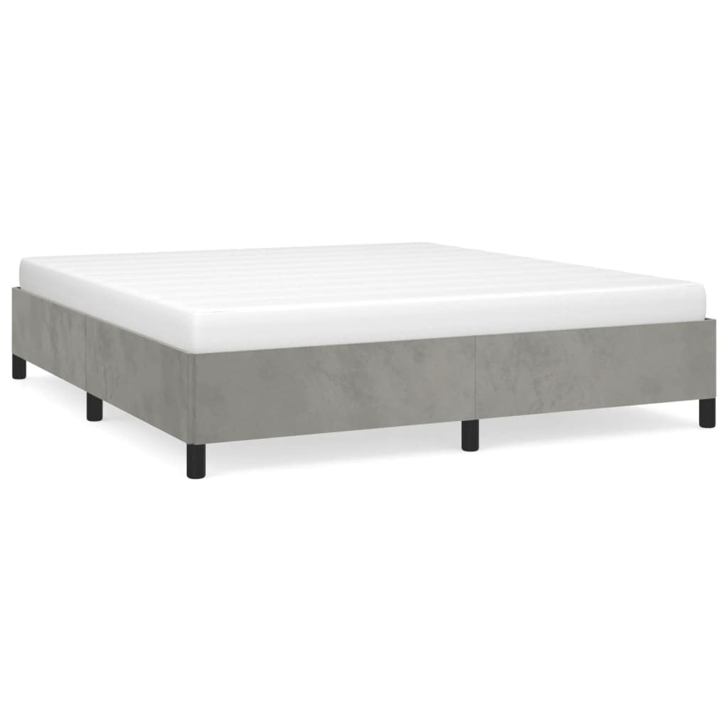 Bed Frame without Mattress Light Gray 76"x79.9" King Velvet