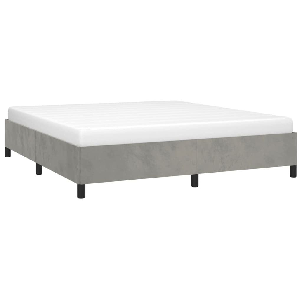 Bed Frame without Mattress Light Gray 76"x79.9" King Velvet