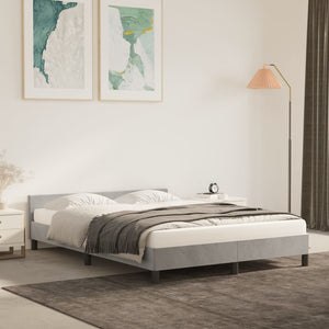 Bed Frame without Mattress Light Gray Full Velvet