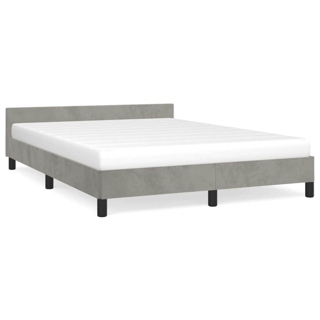 Bed Frame without Mattress Light Gray Full Velvet