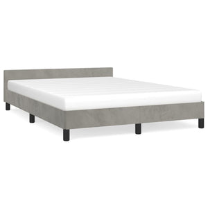 Bed Frame without Mattress Light Gray Full Velvet