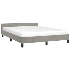 Bed Frame without Mattress Light Gray Full Velvet