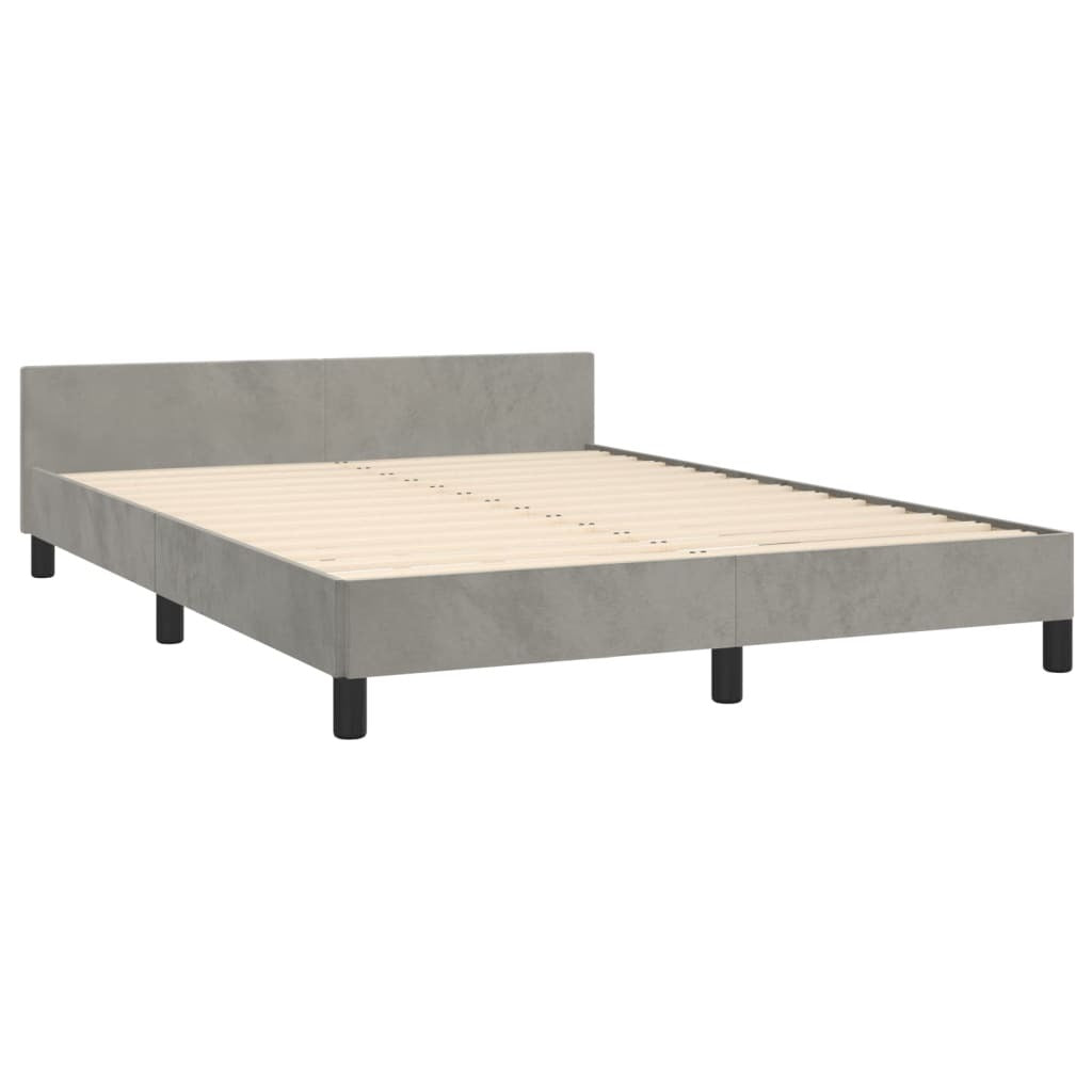 Bed Frame without Mattress Light Gray Full Velvet