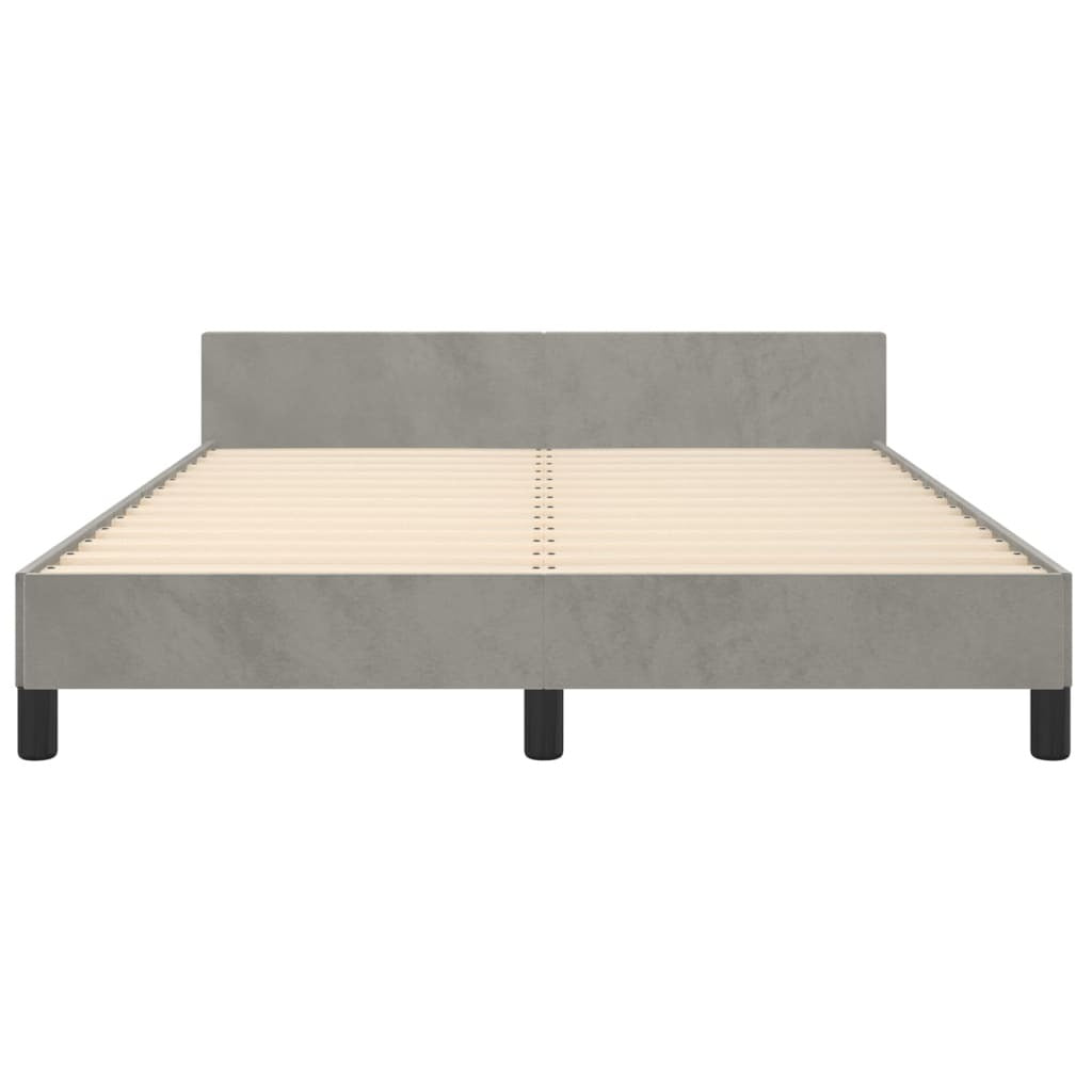 Bed Frame without Mattress Light Gray Full Velvet