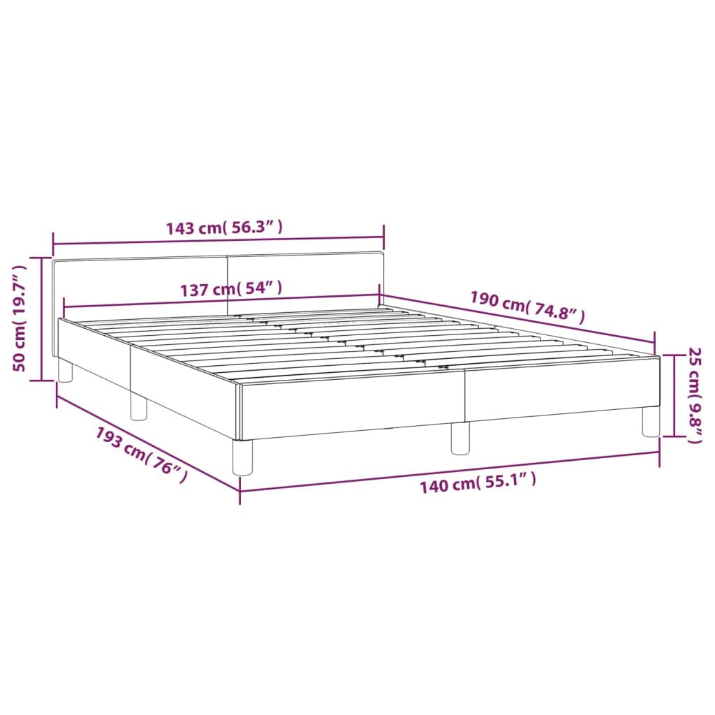 Bed Frame without Mattress Light Gray Full Velvet