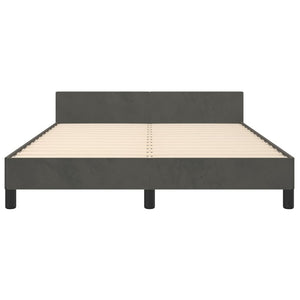 Bed Frame without Mattress Dark Gray Full Velvet