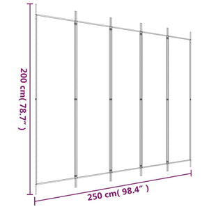 5-Panel Room Divider Anthracite 98.4"x78.7" Fabric