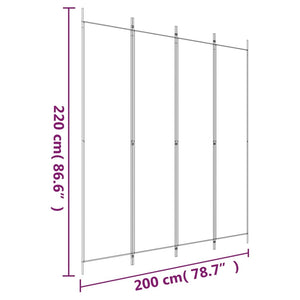 4-Panel Room Divider White 78.7"x86.6" Fabric