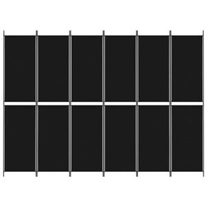 6-Panel Room Divider Black 118.1"x86.6" Fabric