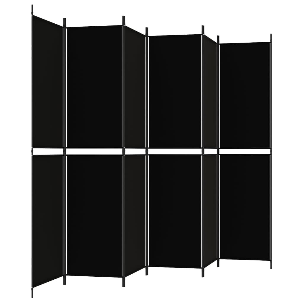 6-Panel Room Divider Black 118.1"x86.6" Fabric