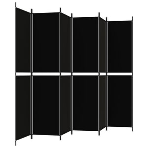 6-Panel Room Divider Black 118.1"x86.6" Fabric
