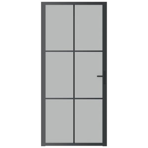 Interior Door 36.6"x79.3" Black Matt Glass and Aluminum
