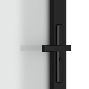 Interior Door 36.6"x79.3" Black Matt Glass and Aluminum