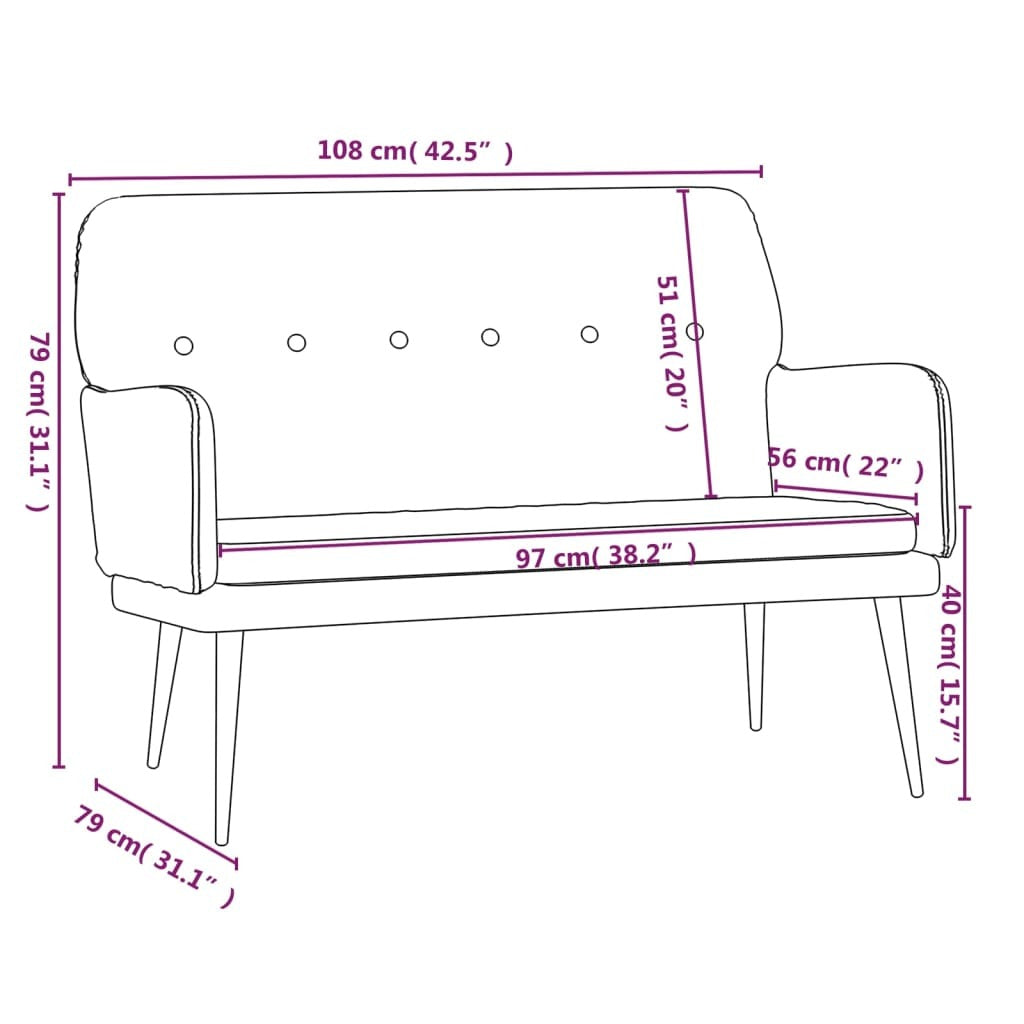 Bench Dark Gray 42.5"x31.1"x31.1" Velvet