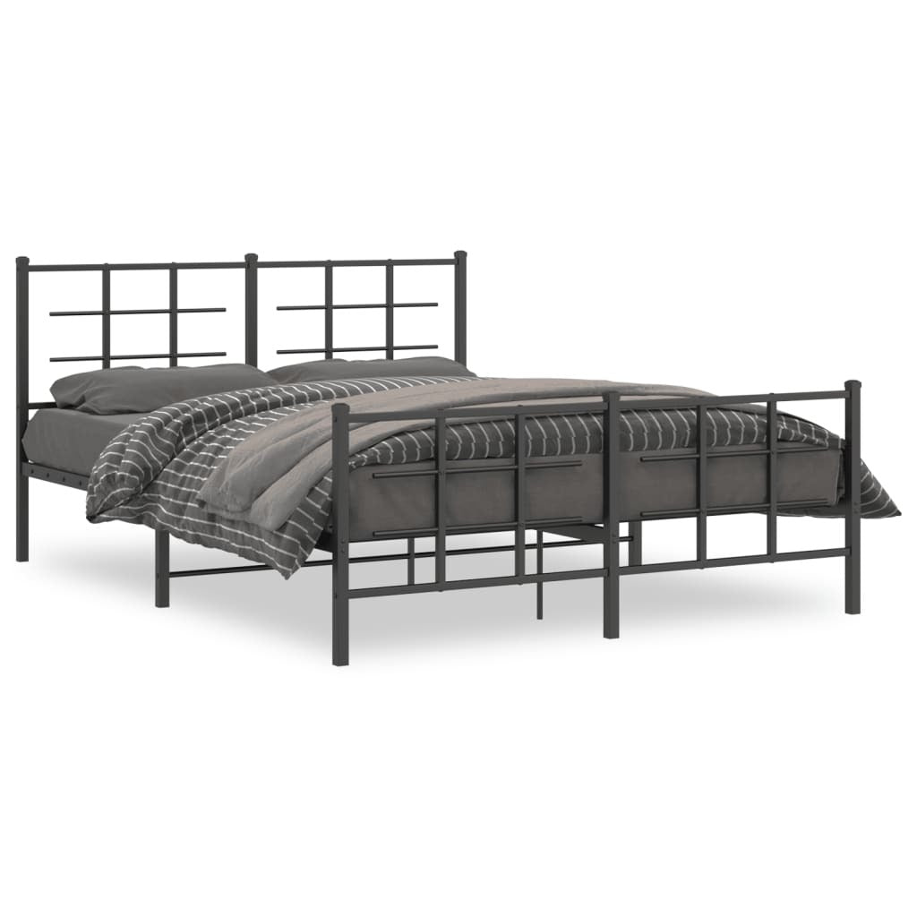 Metal Bed Frame without Mattress with Footboard Black 59.1"x78.7