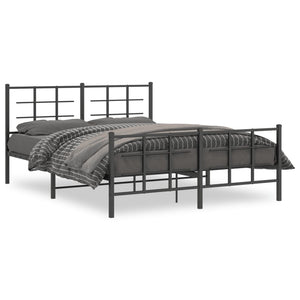 Metal Bed Frame without Mattress with Footboard Black 59.1"x78.7