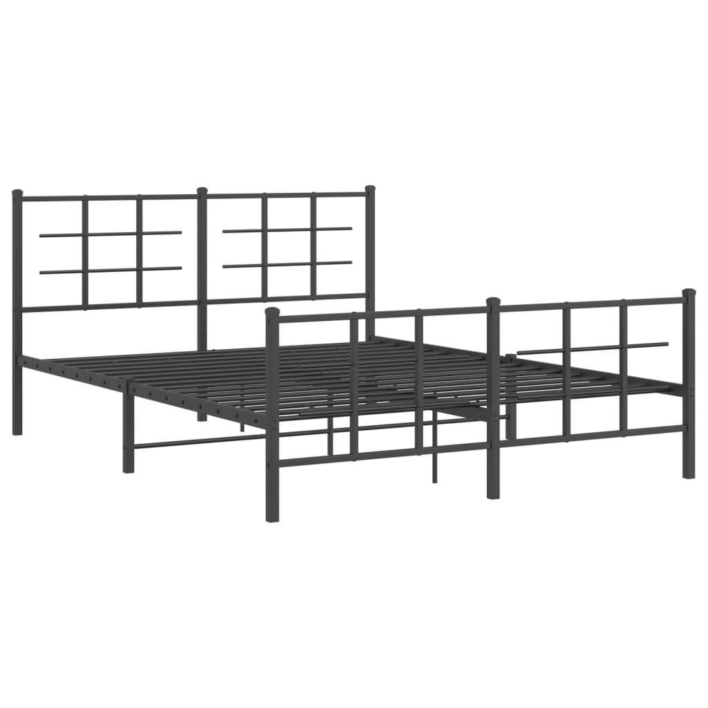 Metal Bed Frame without Mattress with Footboard Black 59.1"x78.7