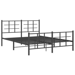 Metal Bed Frame without Mattress with Footboard Black 59.1"x78.7