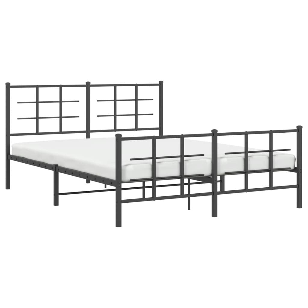 Metal Bed Frame without Mattress with Footboard Black 59.1"x78.7