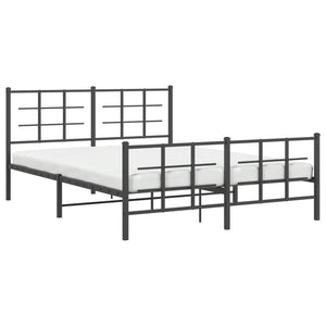Metal Bed Frame without Mattress with Footboard Black 59.1"x78.7