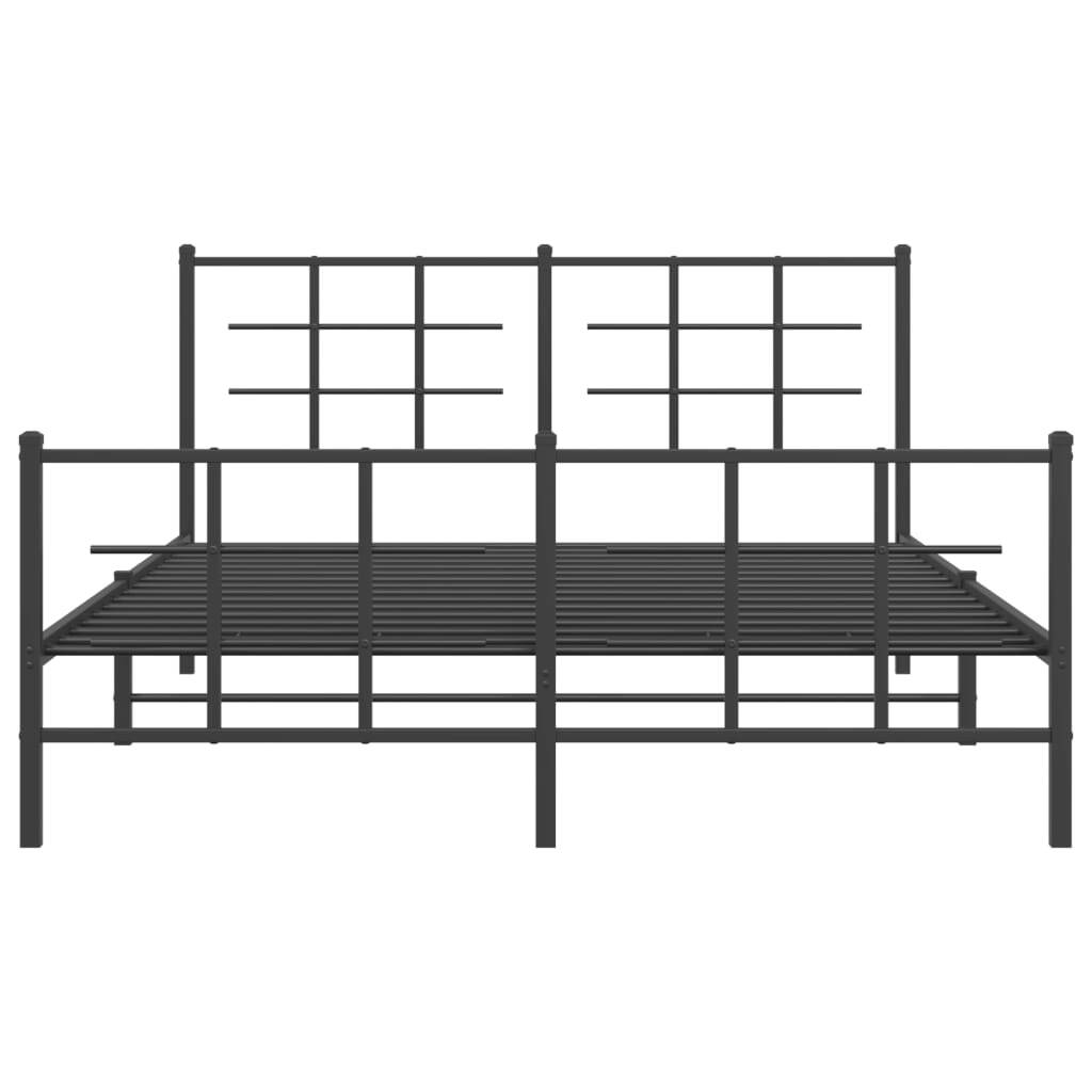 Metal Bed Frame without Mattress with Footboard Black 59.1"x78.7
