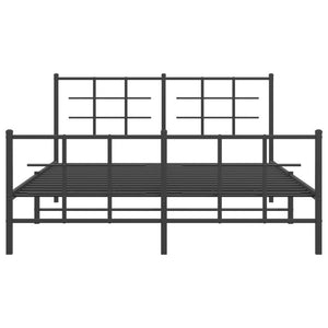 Metal Bed Frame without Mattress with Footboard Black 59.1"x78.7