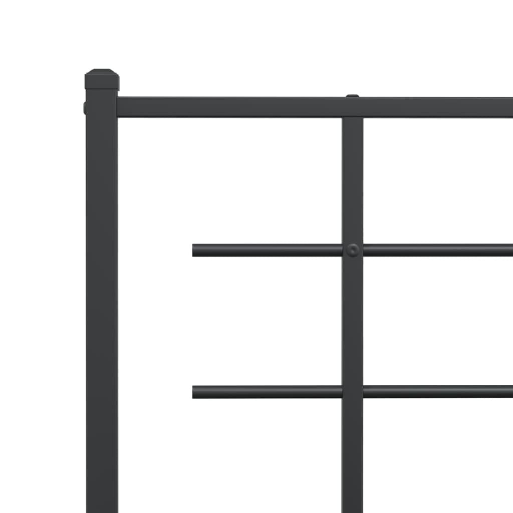 Metal Bed Frame without Mattress with Footboard Black 59.1"x78.7